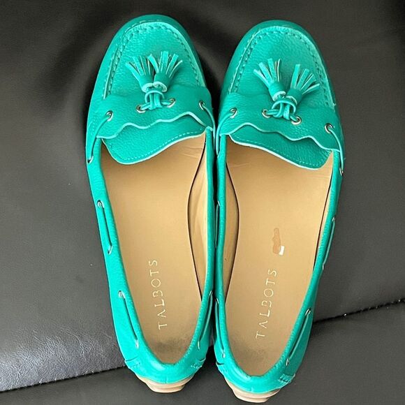 Talbots leather Turquoise Tassel Loafers /Driving Shoes SZ 8 - Picture 7 of 11